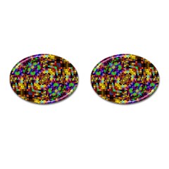 Color Mosaic Background Wall Cufflinks (oval)