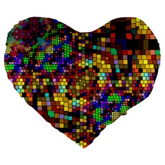 Color Mosaic Background Wall Large 19  Premium Heart Shape Cushions by Wegoenart