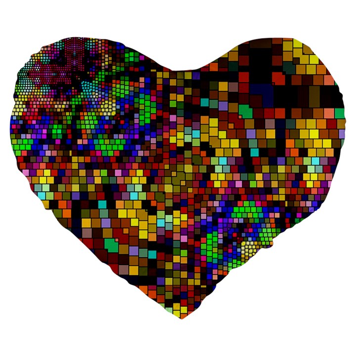 Color Mosaic Background Wall Large 19  Premium Heart Shape Cushions