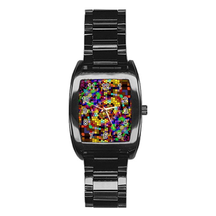 Color Mosaic Background Wall Stainless Steel Barrel Watch