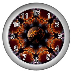 Fractal Space Fantasy Wall Clock (silver) by Wegoenart