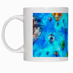 Hot Air Balloon Sky Art Watercolor White Mugs by Wegoenart