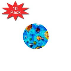 Hot Air Balloon Sky Art Watercolor 1  Mini Buttons (10 Pack)  by Wegoenart