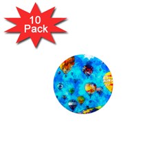 Hot Air Balloon Sky Art Watercolor 1  Mini Magnet (10 pack) 