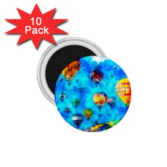 Hot Air Balloon Sky Art Watercolor 1.75  Magnets (10 pack) 