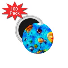 Hot Air Balloon Sky Art Watercolor 1.75  Magnets (100 pack) 