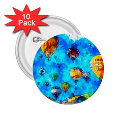 Hot Air Balloon Sky Art Watercolor 2.25  Buttons (10 pack) 