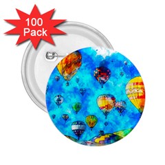 Hot Air Balloon Sky Art Watercolor 2.25  Buttons (100 pack) 