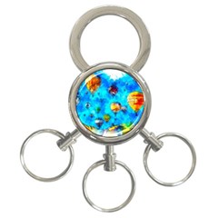 Hot Air Balloon Sky Art Watercolor 3-Ring Key Chains