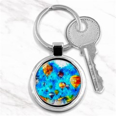 Hot Air Balloon Sky Art Watercolor Key Chains (Round) 