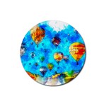 Hot Air Balloon Sky Art Watercolor Rubber Coaster (Round)  Front