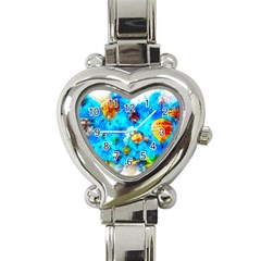 Hot Air Balloon Sky Art Watercolor Heart Italian Charm Watch by Wegoenart