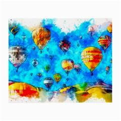 Hot Air Balloon Sky Art Watercolor Small Glasses Cloth