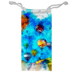 Hot Air Balloon Sky Art Watercolor Jewelry Bag