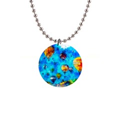 Hot Air Balloon Sky Art Watercolor 1  Button Necklace