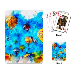 Hot Air Balloon Sky Art Watercolor Playing Cards Single Design