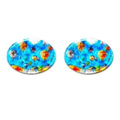 Hot Air Balloon Sky Art Watercolor Cufflinks (Oval)