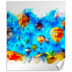 Hot Air Balloon Sky Art Watercolor Canvas 8  x 10 