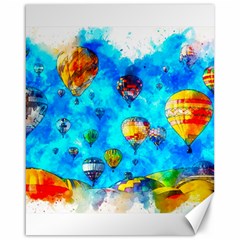 Hot Air Balloon Sky Art Watercolor Canvas 16  x 20 