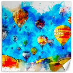 Hot Air Balloon Sky Art Watercolor Canvas 20  x 20 