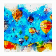 Hot Air Balloon Sky Art Watercolor Medium Glasses Cloth