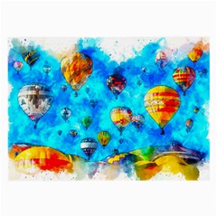 Hot Air Balloon Sky Art Watercolor Large Glasses Cloth