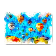 Hot Air Balloon Sky Art Watercolor Small Doormat 