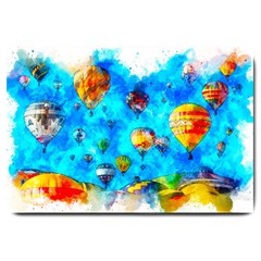 Hot Air Balloon Sky Art Watercolor Large Doormat 