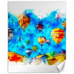 Hot Air Balloon Sky Art Watercolor Canvas 11  x 14 