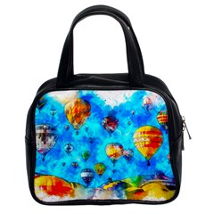 Hot Air Balloon Sky Art Watercolor Classic Handbag (Two Sides)