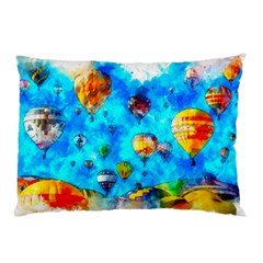 Hot Air Balloon Sky Art Watercolor Pillow Case