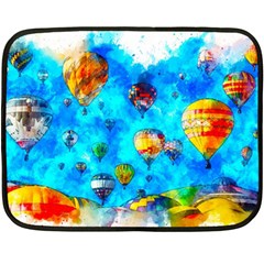 Hot Air Balloon Sky Art Watercolor Double Sided Fleece Blanket (Mini) 