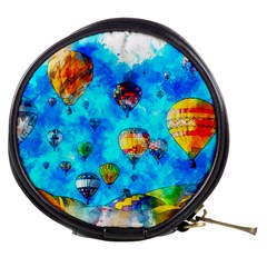 Hot Air Balloon Sky Art Watercolor Mini Makeup Bag