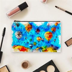 Hot Air Balloon Sky Art Watercolor Cosmetic Bag (Medium)