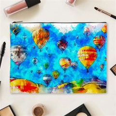 Hot Air Balloon Sky Art Watercolor Cosmetic Bag (XL)