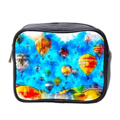 Hot Air Balloon Sky Art Watercolor Mini Toiletries Bag (Two Sides)