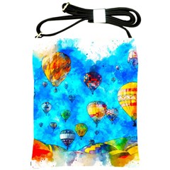 Hot Air Balloon Sky Art Watercolor Shoulder Sling Bag