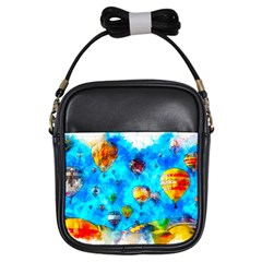 Hot Air Balloon Sky Art Watercolor Girls Sling Bag