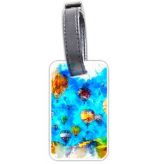 Hot Air Balloon Sky Art Watercolor Luggage Tags (One Side) 