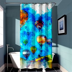 Hot Air Balloon Sky Art Watercolor Shower Curtain 36  x 72  (Stall) 