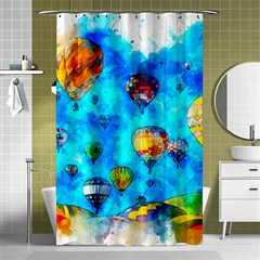 Hot Air Balloon Sky Art Watercolor Shower Curtain 48  x 72  (Small) 