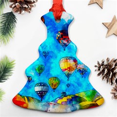 Hot Air Balloon Sky Art Watercolor Ornament (Christmas Tree) 