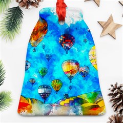 Hot Air Balloon Sky Art Watercolor Ornament (Bell)