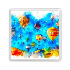 Hot Air Balloon Sky Art Watercolor Memory Card Reader (square) by Wegoenart