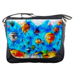 Hot Air Balloon Sky Art Watercolor Messenger Bag