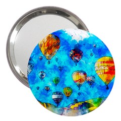 Hot Air Balloon Sky Art Watercolor 3  Handbag Mirrors