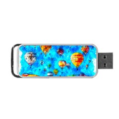 Hot Air Balloon Sky Art Watercolor Portable USB Flash (One Side)