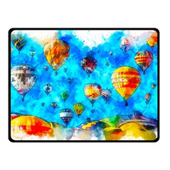 Hot Air Balloon Sky Art Watercolor Double Sided Fleece Blanket (Small) 