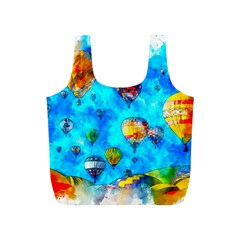 Hot Air Balloon Sky Art Watercolor Full Print Recycle Bag (S)