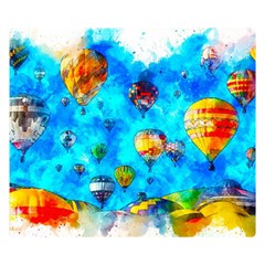 Hot Air Balloon Sky Art Watercolor Double Sided Flano Blanket (small)  by Wegoenart